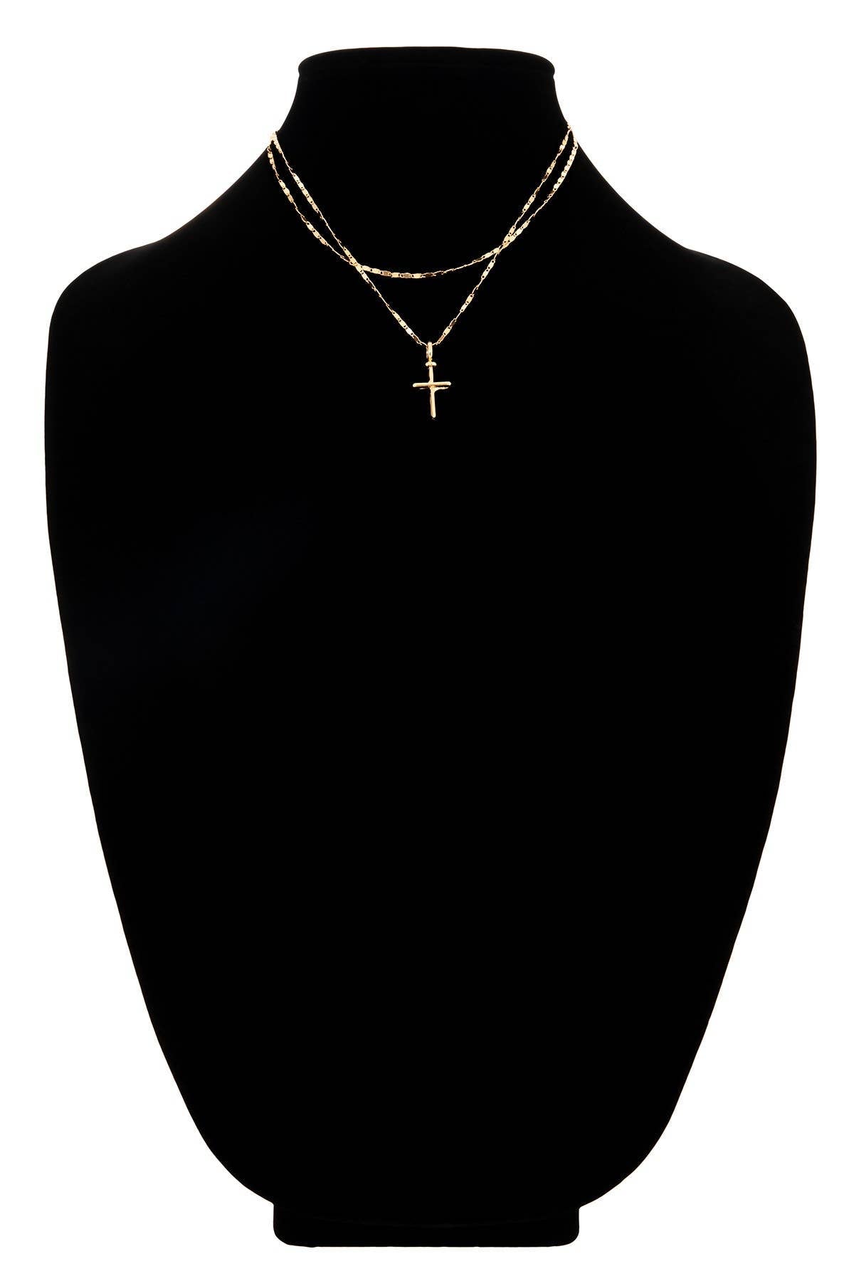 Double Layer Cross Pendant Necklace