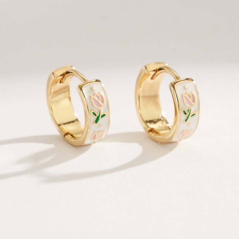 Tulip Huggie Hoop Earrings