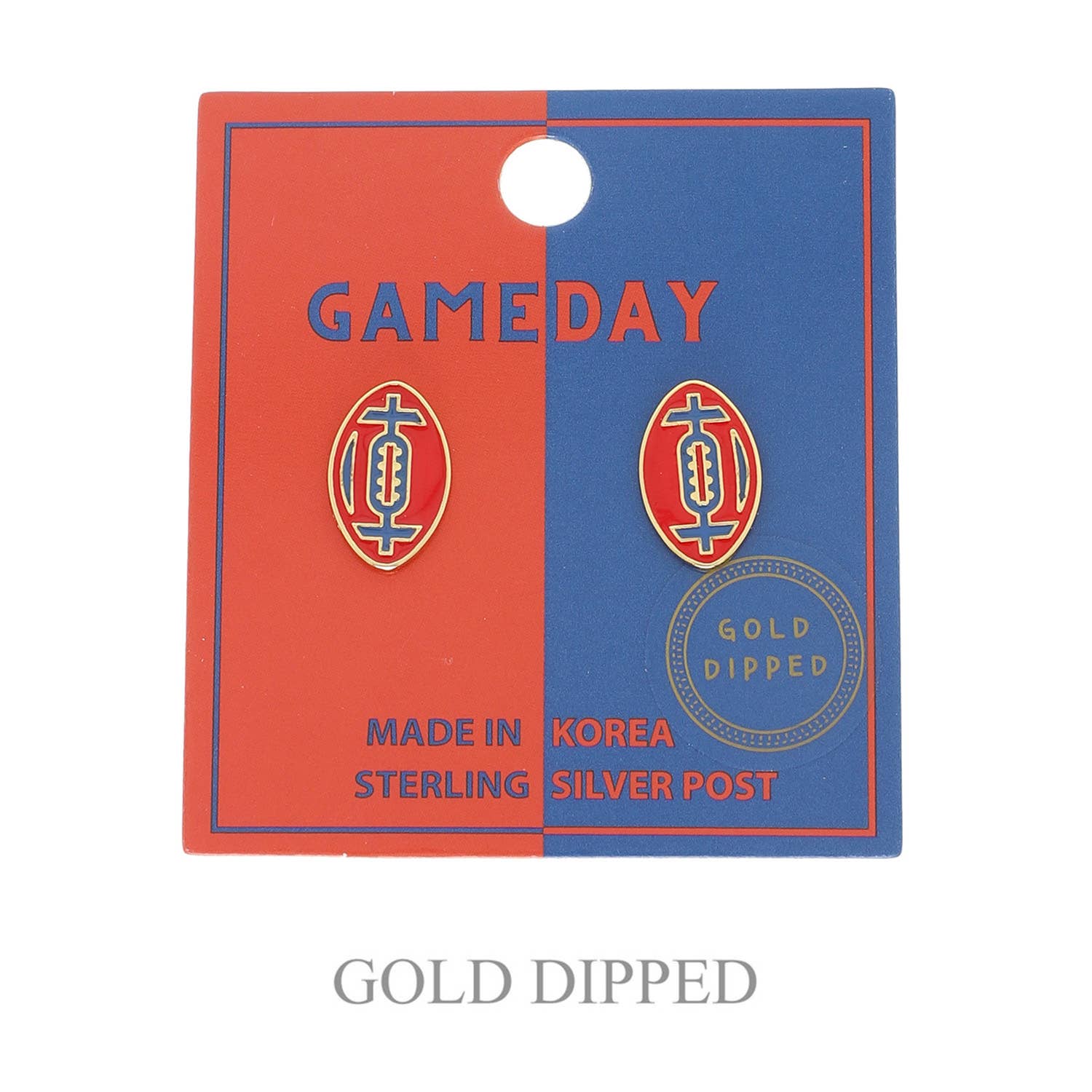 Game Day Gold Plated Football Stud Earrings