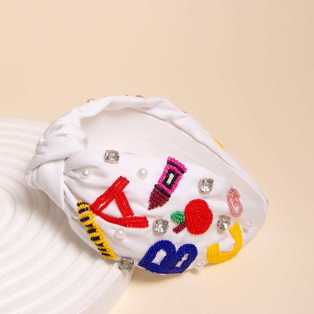 Teacher Appreciation Jeweled Beaded Knotted Headband