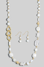 Pearl Stones And Beads Long Chain Necklace Set