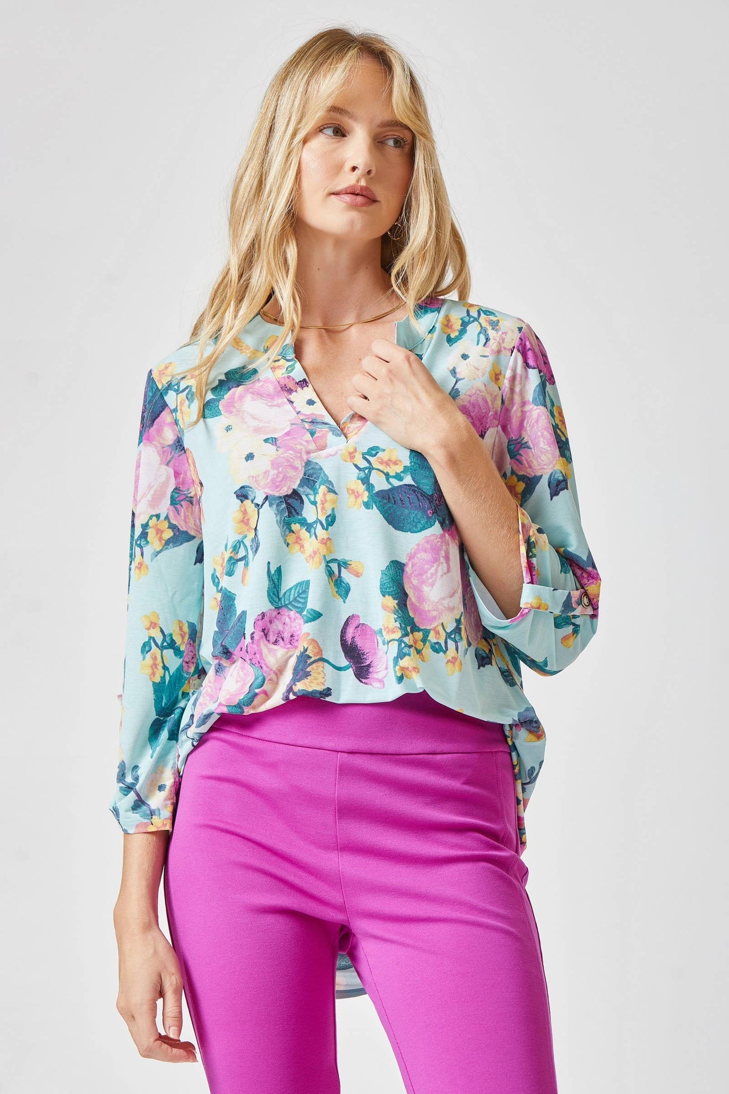 Libby Sage Floral Wrinkle Free Blouse