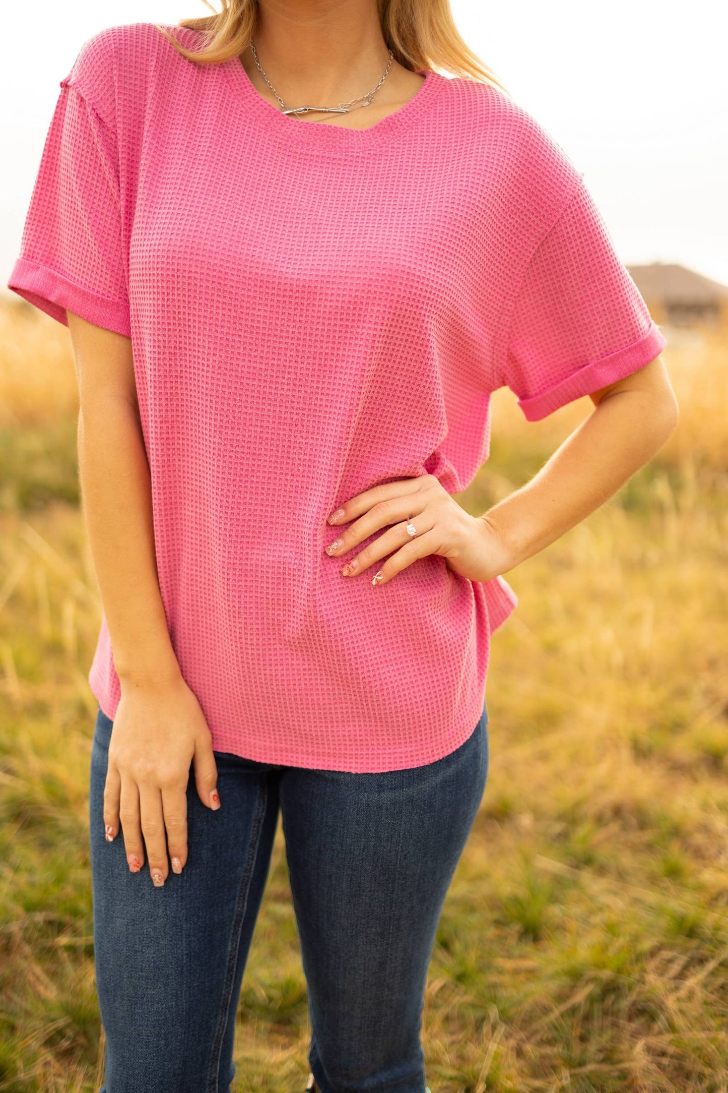 Dustyn Waffle Knit Top