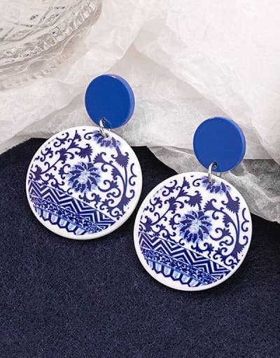 Toile Floral Drop Earrings