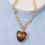 Brown Glass Heart Pendant Necklace