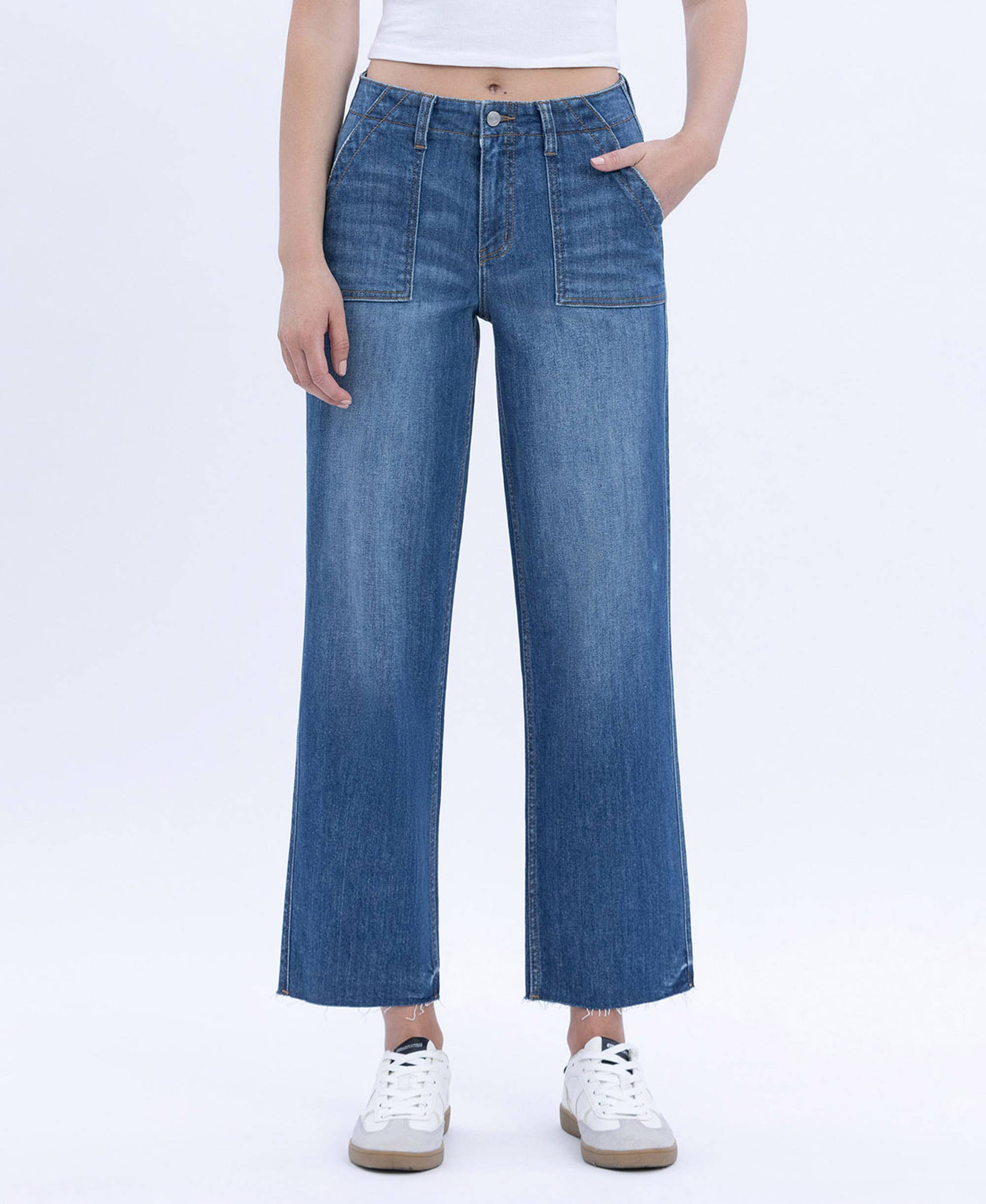 Carly Cropped Utility Jeans - Vervet