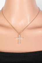 Pearl Cross Pendant Necklace