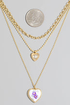 Floral Ceramic Heart Pendant Layered Necklace