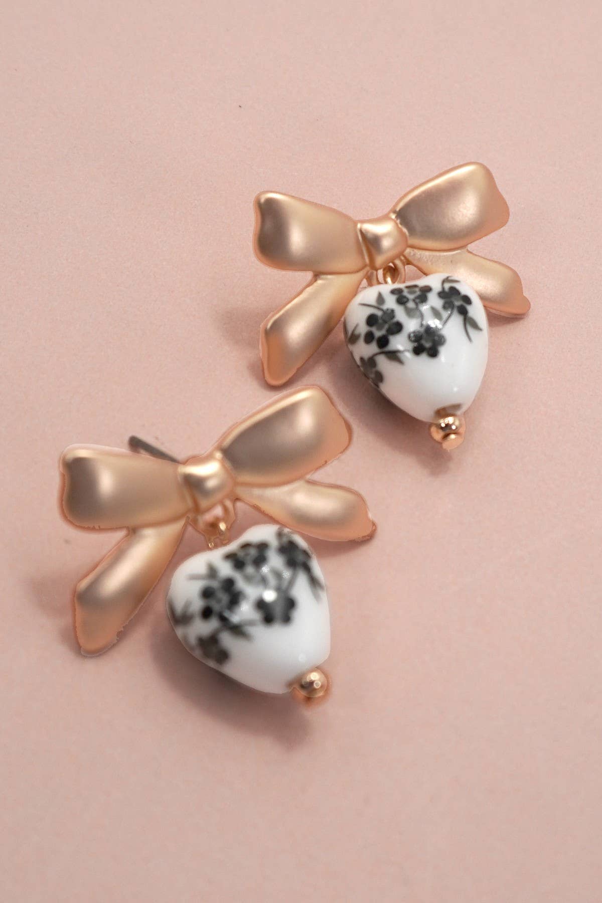 Vintage Bow Drop Porcelain Earrings