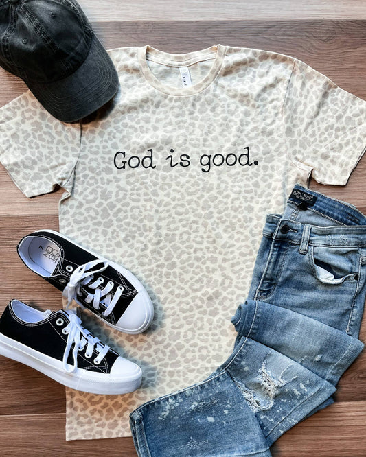 God is Good Leopard Graphic Tee