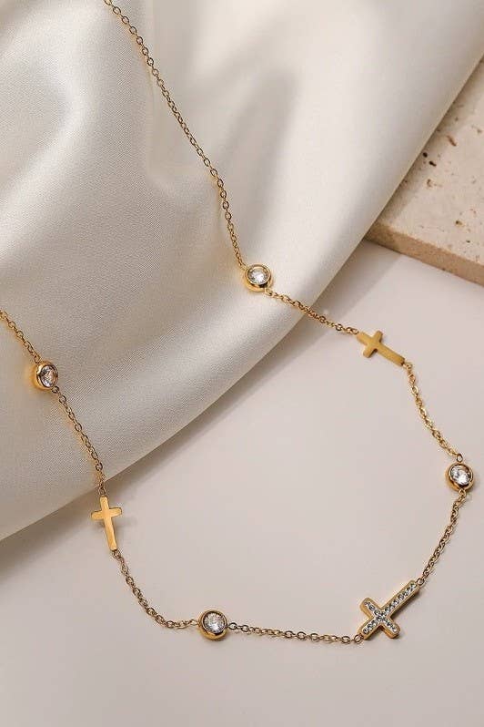 Side Cross Necklace