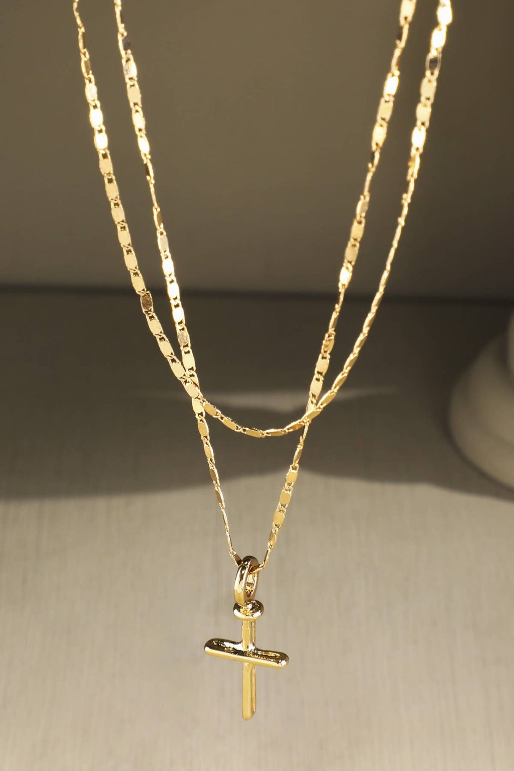 Double Layer Cross Pendant Necklace