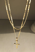 Double Layer Cross Pendant Necklace