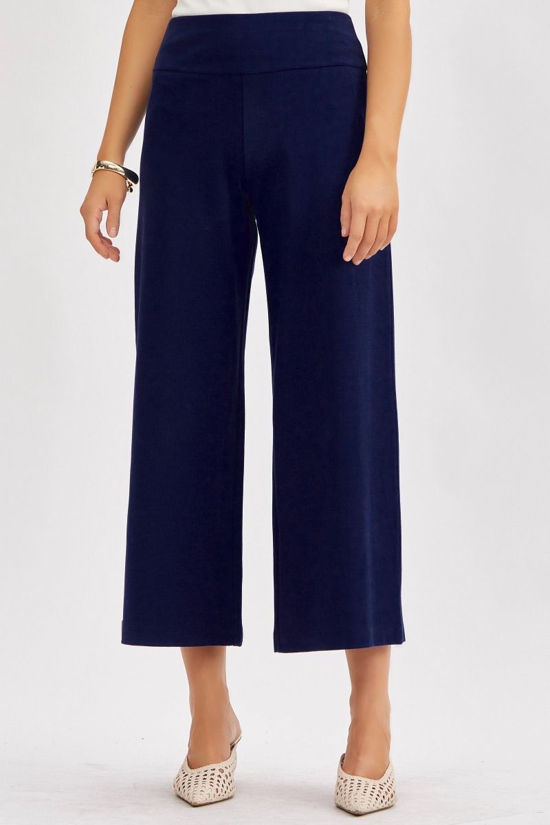 Magic Wide Leg Cropped Pants - Navy