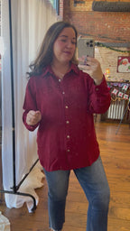 Holiday Ease Button-Up Blouse