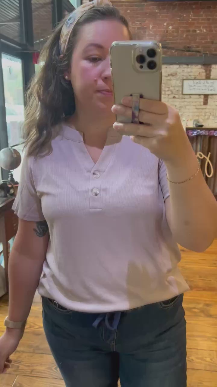 Russ Ribbed Boyfriend Button Top