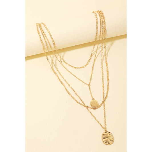 Double Disc Charm Layered Chain Necklace